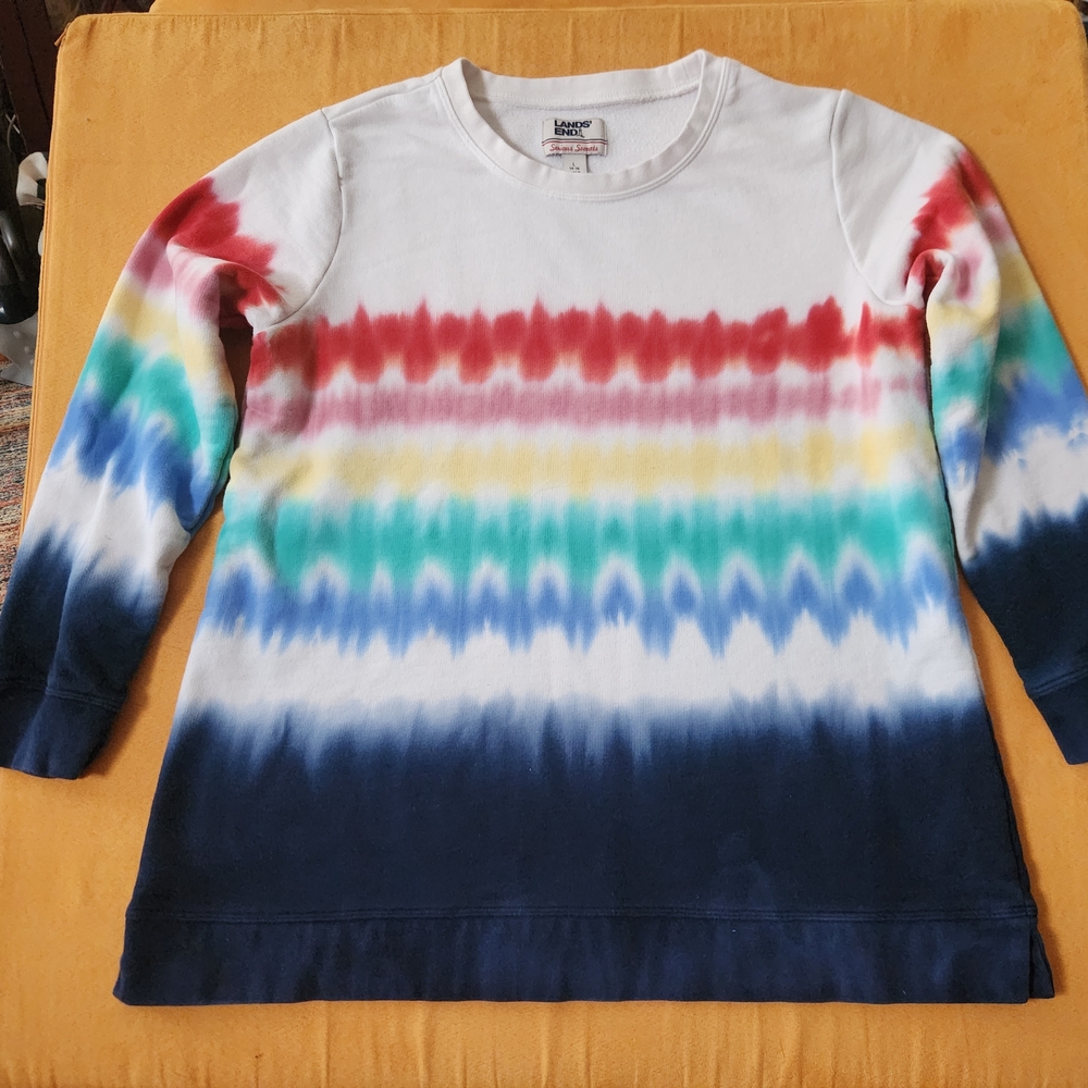 Lands' End Large Multicolor Tie-Dye Beach Sweatshirt